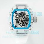 Luxury Copy Richard Mille RM 055 Bubba Watson Glass Transparent Baby Blue Bezel Watch 